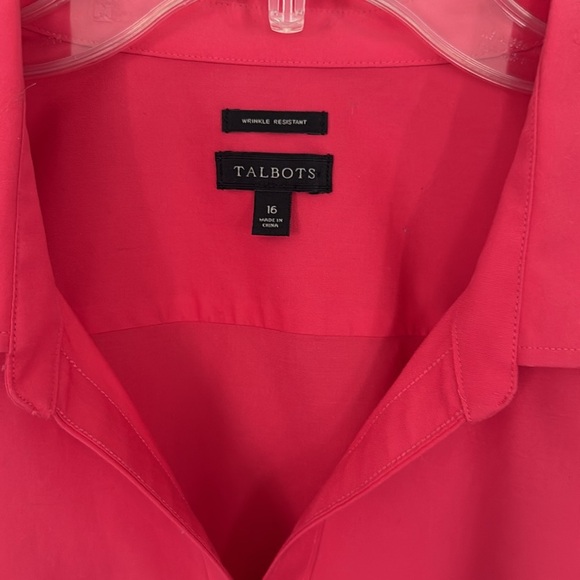 Talbots Button Up Shirt Pink 3/4 Sleeves Wrinkle Resistant size 16 - Picture 2 of 5